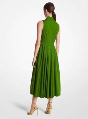 Robe chemisier sans manches en popeline de coton biologique extensible in VERT PALMIER | Michael Kors