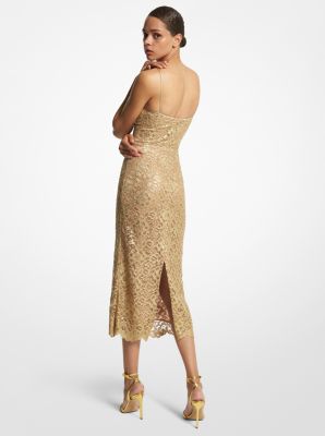 Metallic Floral Lace Slip Dress | Michael Kors