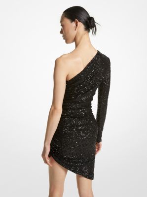 Sequined Stretch Tulle Asymmetric Dress image number 1