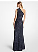 Sequined Stretch Tulle One-Shoulder Gown image number 1
