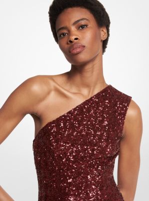 Sequined Stretch Tulle One-Shoulder Gown | Michael Kors