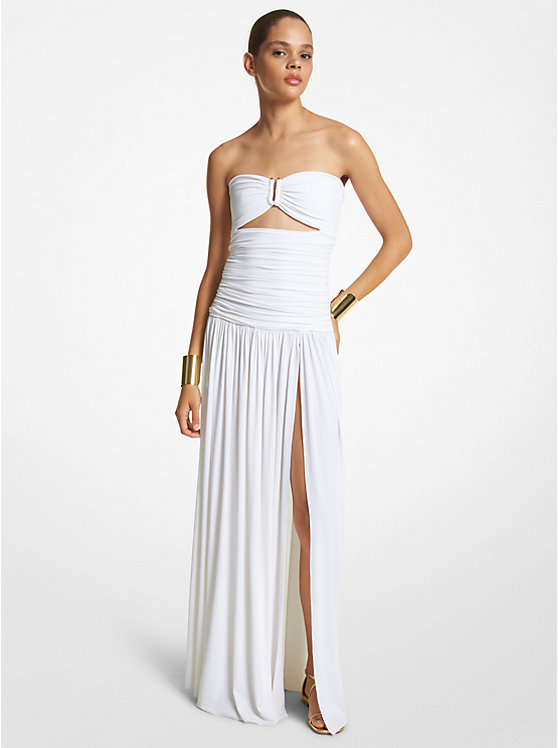 Stretch Matte Jersey Strapless Cutout Gown image number 0