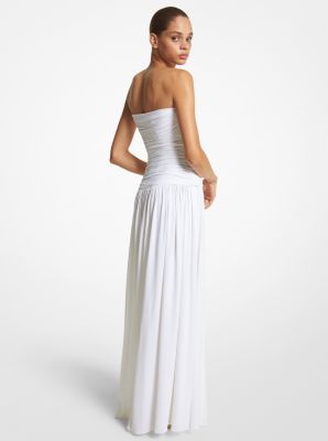 Stretch Matte Jersey Strapless Cutout Gown in OPTIC WHITE | Michael Kors