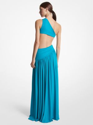 Stretch Matte Jersey Asymmetric Cutout Gown | Michael Kors