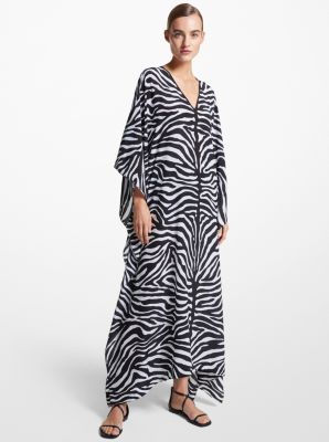 Zebra Silk Crepe De Chine Caftan Dress image number 0