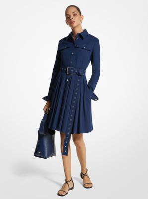 Stretch Organic Cotton Poplin Belted Cargo Shirtdress