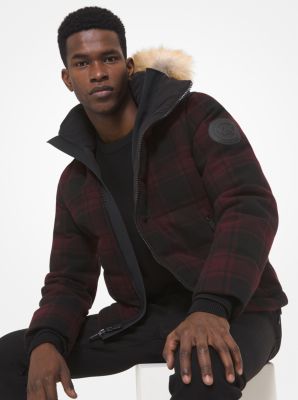 Checked puffer clearance coat