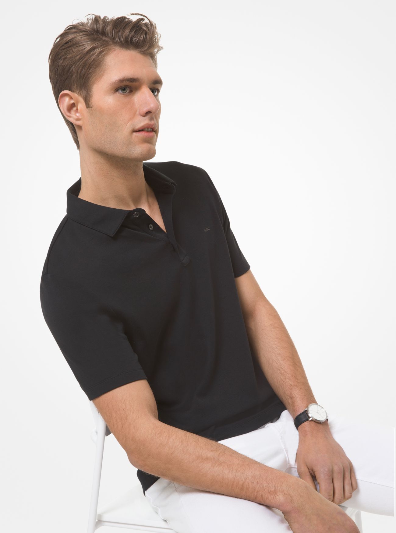 MK Cotton Polo Shirt - Black - Michael Kors