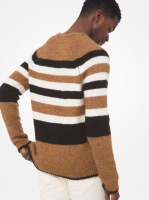 Oversized Jacquard-knit Sweater - Brown/striped - Ladies