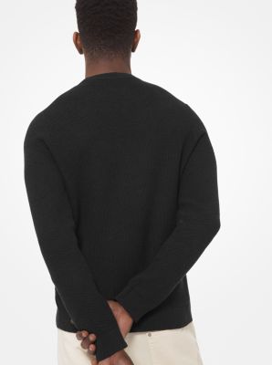 Textured Cotton Blend Sweater in BLACK | Michael Kors