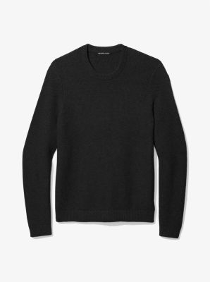 Textured Cotton Blend Sweater in BLACK | Michael Kors