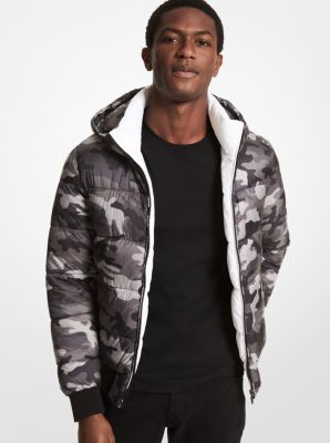 Reversible hooded sale camo puffer jacket