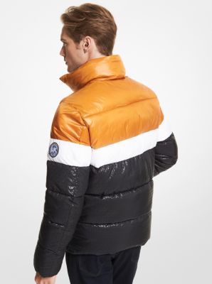 Michael kors orange puffer on sale jacket