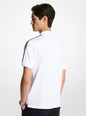 Polo en coton avec demi-zip et bande à logos image number 1
