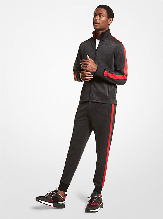 Pantalon de jogging en tricot extensible rayé à logo image number 0