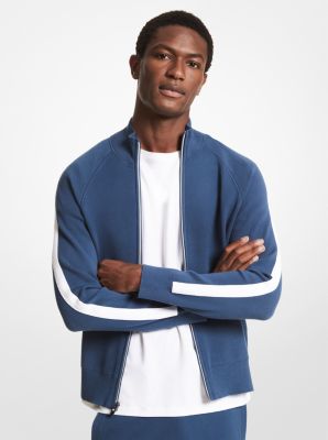 Striped Viscose Blend Track Jacket in DENIM | Michael Kors