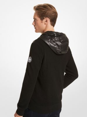 Michael Kors Long Sleeve Mixed Media Hooded Jacket