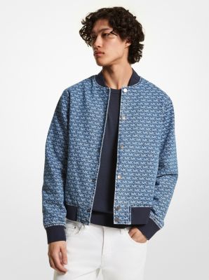 Logo Denim Jacquard Bomber Jacket