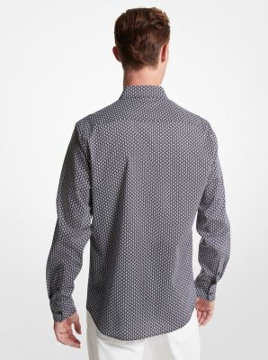Camicia slim-fit in cotone stretch con ciondolo mini con logo in NERO | Michael Kors