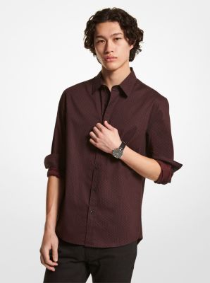 Chemise ajustée en coton extensible à breloque à logo miniature image number 0