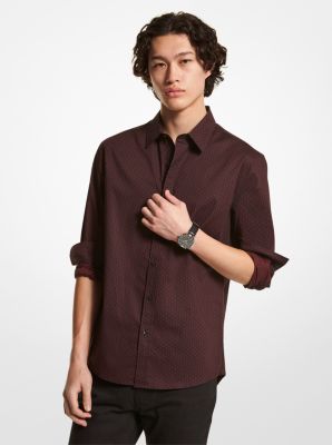 Slim-fit Mini Logo Charm Stretch Cotton Shirt | Michael Kors