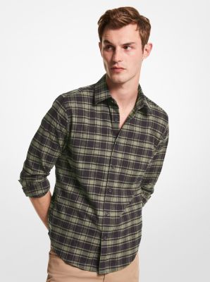 Slim-Fit Plaid Cotton Flannel Shirt image number 0