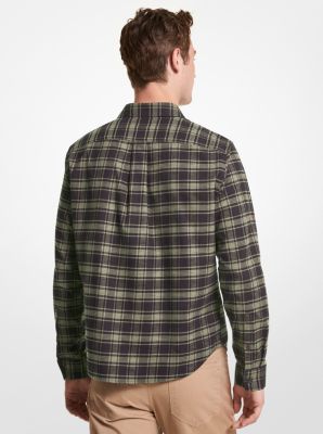 Slim-Fit Plaid Cotton Flannel Shirt image number 1