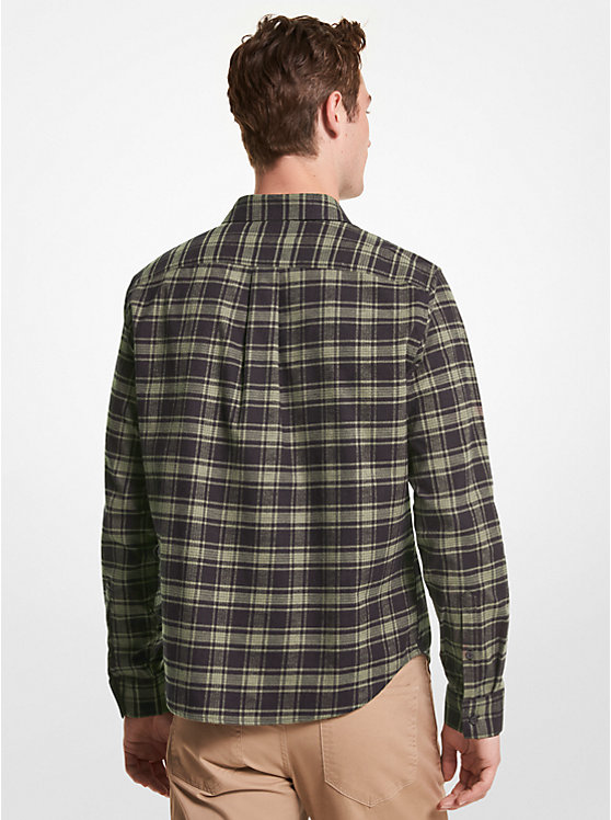 Slim-Fit Plaid Cotton Flannel Shirt image number 1