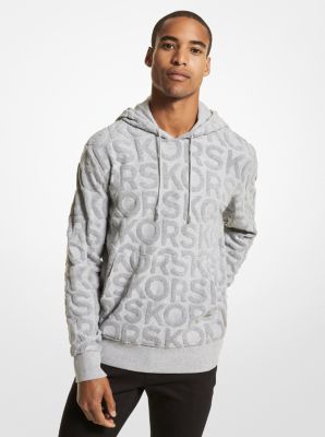 Hooded all over logo cotton jacquard fleece sweatshirt