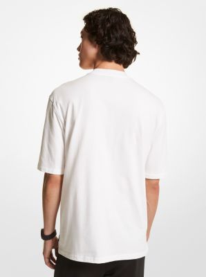 Embroidered Logo Cotton T-Shirt in WHITE | Michael Kors