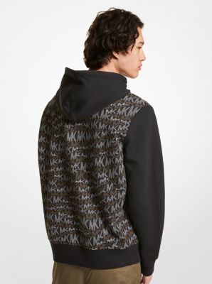 Animal Logo Print Cotton Blend Hoodie in BLACK | Michael Kors