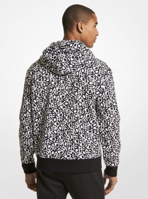 Felpa con cappuccio in misto cotone con logo stampato in NERO | Michael Kors