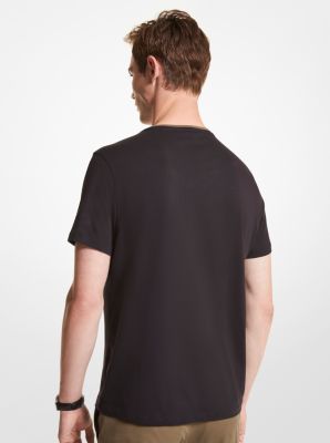 Plaid Aviator Cotton T-Shirt in NEGRO | Michael Kors