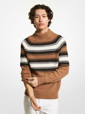 Mock Neck Rib Knit Sweater (Brown)