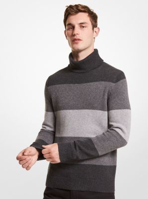 Striped Nylon Blend Turtleneck Sweater image number 0