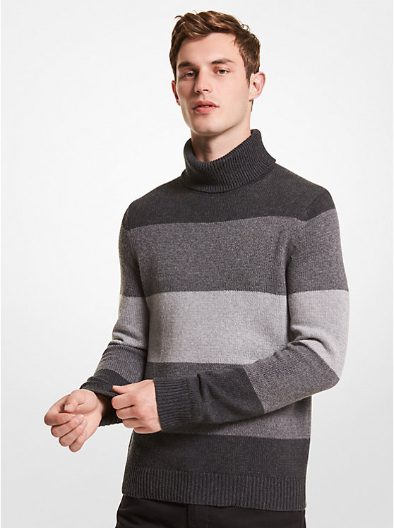 Striped Nylon Blend Turtleneck Sweater image number 0