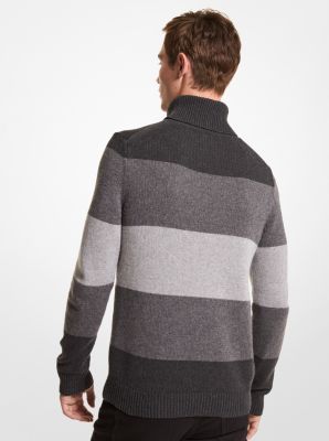Striped Nylon Blend Turtleneck Sweater