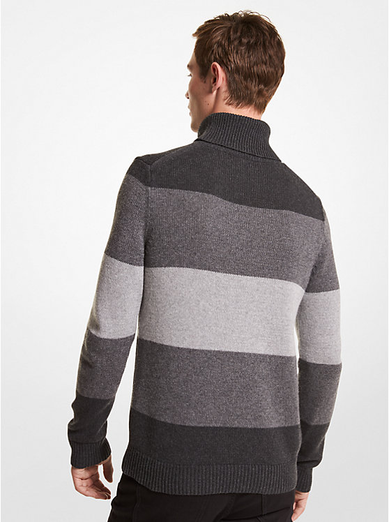 Striped Nylon Blend Turtleneck Sweater image number 1