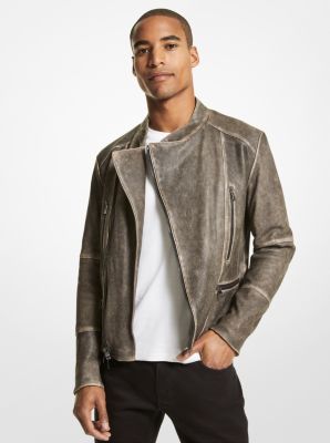 Michael kors discount gray leather jacket