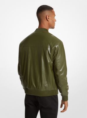 Michael kors cheap green leather jacket