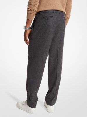 Stretch Wool Flannel Belted Trousers