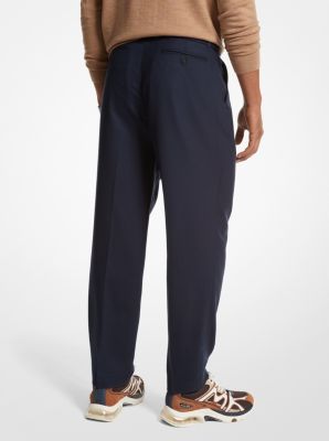 Pantalon évasé en flanelle de laine extensible à ceinture