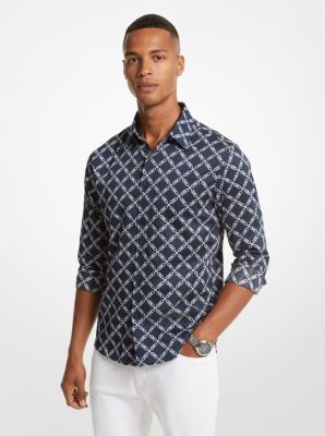 Empire Logo Print Stretch Cotton Shirt Michael Kors Canada