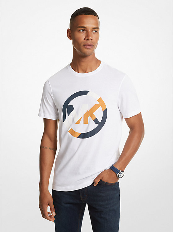 T-shirt en coton rayé à logo image number 0