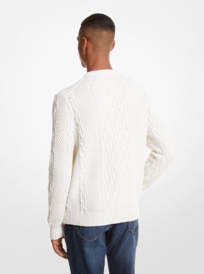 Regular Fit Cable-knit Sweater - White - Men