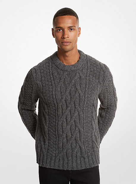 Michael Kors Cable Alpaca Blend Sweater In Grey