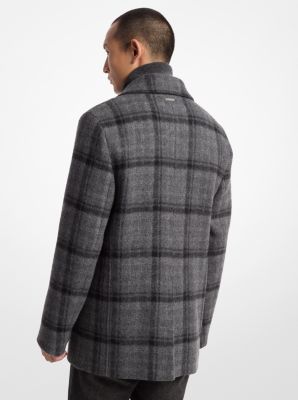 Plaid Textured Wool Blend Peacoat image number 1