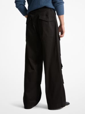 Stretch Cotton Wide-Leg Cargo Pants image number 1