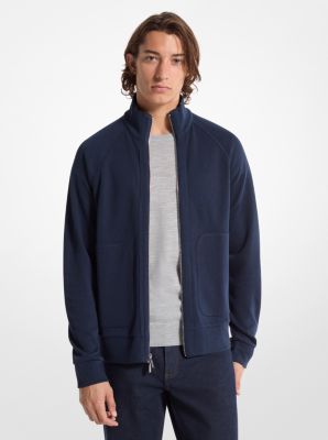 Ribbed Cotton Blend Knit Jacket