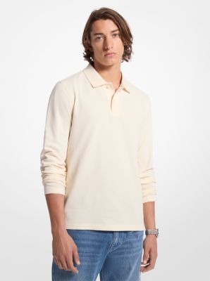 Bubble Knit Long-Sleeve Polo Shirt